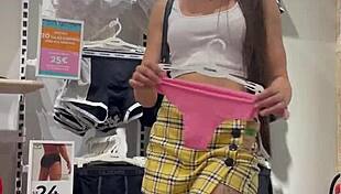 Young Amateur Buys Lingerie And Strips Naked In The Street