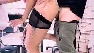 Big tits amateur gets happy ending at salon