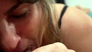 Blonde slut giving ass in hair and taking cum erect