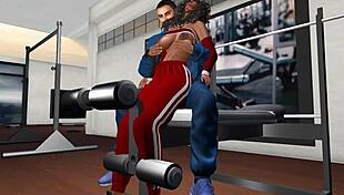 Cartoon character gets groped on the inclined bench