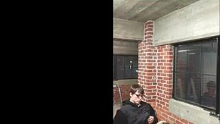 College blonde lost bet and sucks off young dude in public pov