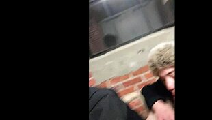 College blonde lost bet and sucks off young dude in public pov