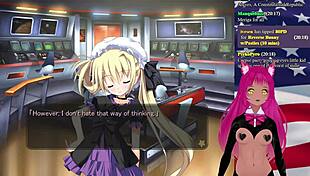 Big boobs Vtuber's comedy livestream with Hentai games