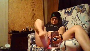 horny girl masturbates pussy with dildo vibrator orgasm