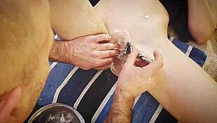 gently shaving her pussy, watch the smooth reveal.