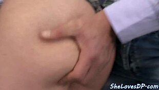 i saw this classy babe get spitroasted by two hard cocks, it was so hot!