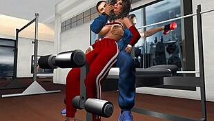 Cartoon character gets groped on the inclined bench