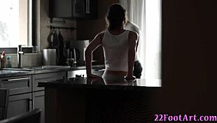 Footjob babe enjoys pussy plowing after stockings tease