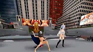 watch mmd damsel and futanari sing and dance, isn't it hot?