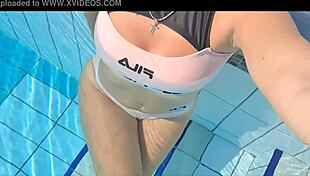 Woman Masturbates In Public Pool