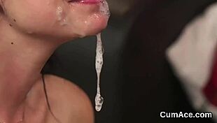 slutty idol in blowbang, swallowing jizz and cumshots
