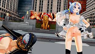 watch mmd damsel and futanari sing and dance, isn't it hot?