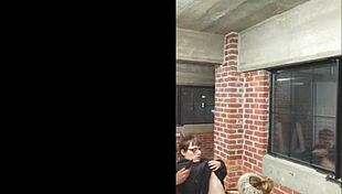 College blonde lost bet and sucks off young dude in public pov