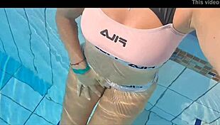 Woman Masturbates In Public Pool