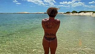 Fisherman seduces blonde amateur Cassiana Costa and makes her really hot on beach