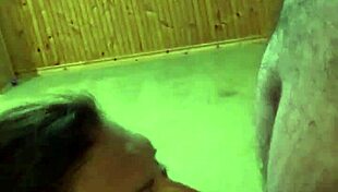 Amateur couple watching TV, deepthroat action