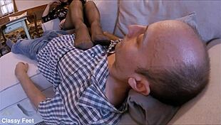 Right stinky stockings smelling handjob in garter belt