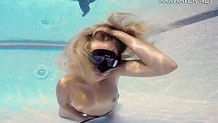 Sophie Murena's European beauty orgasmic poolside solo play