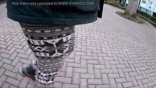 Norwegian legging outdoor fetish adventure unfolds in the wild.