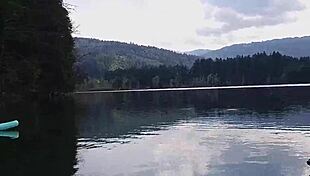Wow, Check This Out! Pissing On SUP At Mountain Lake!