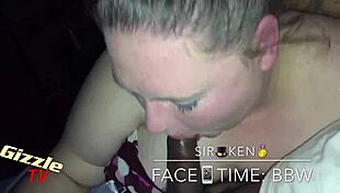 white BBW gives SLOPPY BLOWJOB to interracial cock