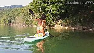 Wow, Check This Out! Pissing On SUP At Mountain Lake!