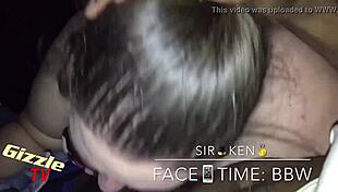 white BBW gives SLOPPY BLOWJOB to interracial cock