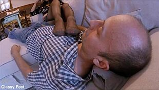 Right stinky stockings smelling handjob in garter belt