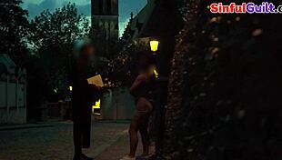 European Woman In Lingerie And Panties Receives Outdoor Facial From Priest