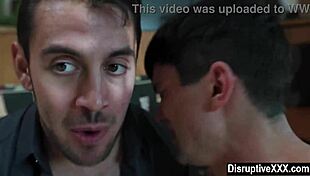 Wealthy gay couple gets fucked hard by housebreaker in rough threesome.