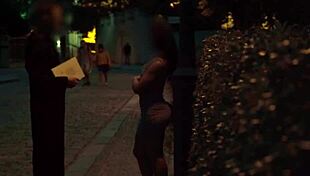 European Woman In Lingerie And Panties Receives Outdoor Facial From Priest