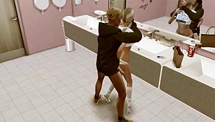 Naughty College Girl Cheats in Toilet for Anal Cumshot