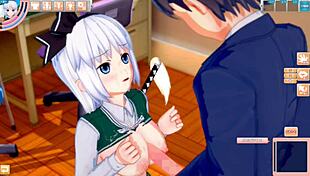 youmu konpaku's big tits get rubbed intensely in hentai.