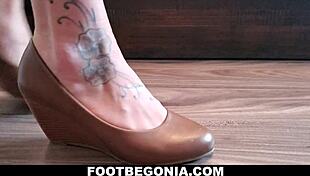 smell my sexy toes fresh from leather shoes