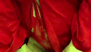 brunette in red lingerie touches her big tits and ass 😘