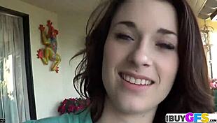 Sweet Brunette Dildo Rubbing And Licking