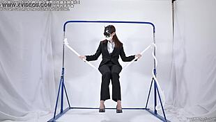 Woman indulges in rope masturbation fetish