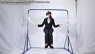 Woman indulges in rope masturbation fetish