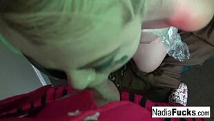 Nadia White is just a bondage babe giving a wild blow job