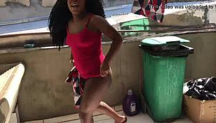 Ebony Teens Fuck Wildly In The Laundry During Daylight, What A Hot Scene 🔥