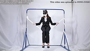 Woman indulges in rope masturbation fetish