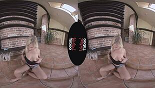 Oh, virtual taboo with blonde in jeans, shaved pussy and natural tits!