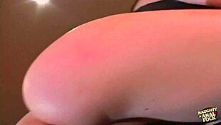 Deepthroating brunette bends over for anal cowgirl blowjob with small tits.