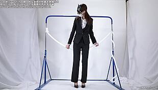 Woman indulges in rope masturbation fetish