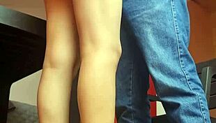 Spying on beautiful Argentine secretary Nataly in lingerie being unfaithful.