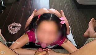 Do I suck better than your wife, sir? Petite Asian teen blows.