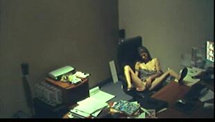 Office brunette girl relaxes at free time