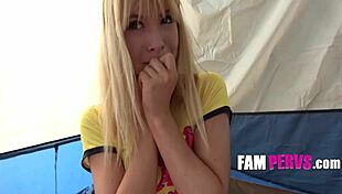 Camping Trip with Tiny Teen Step Sis Gets Wild