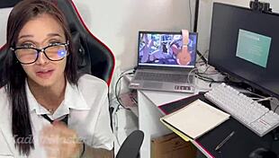 College student calls professor for bad grade, sucks and rides cock until cum on ass