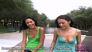 Latina girl flashes tits on university campus